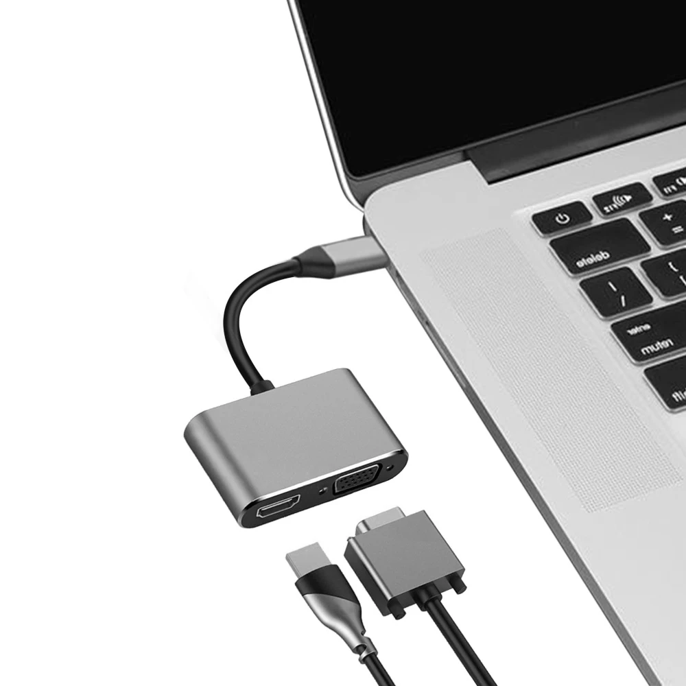 Тип-c к HDMI+ VGA адаптер HDMI к VGA адаптер папа к Famale конвертер цифро-аналоговый видео аудио для ПК ноутбука планшета