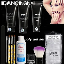 Маникюрный Быстрый гель продлевающий половой акт Набор 30 мл кисть для клея Строительная Форма для ногтей смешанный размер стеклопластиковые наконечники для дизайна ногтей УФ-гель для маникюра