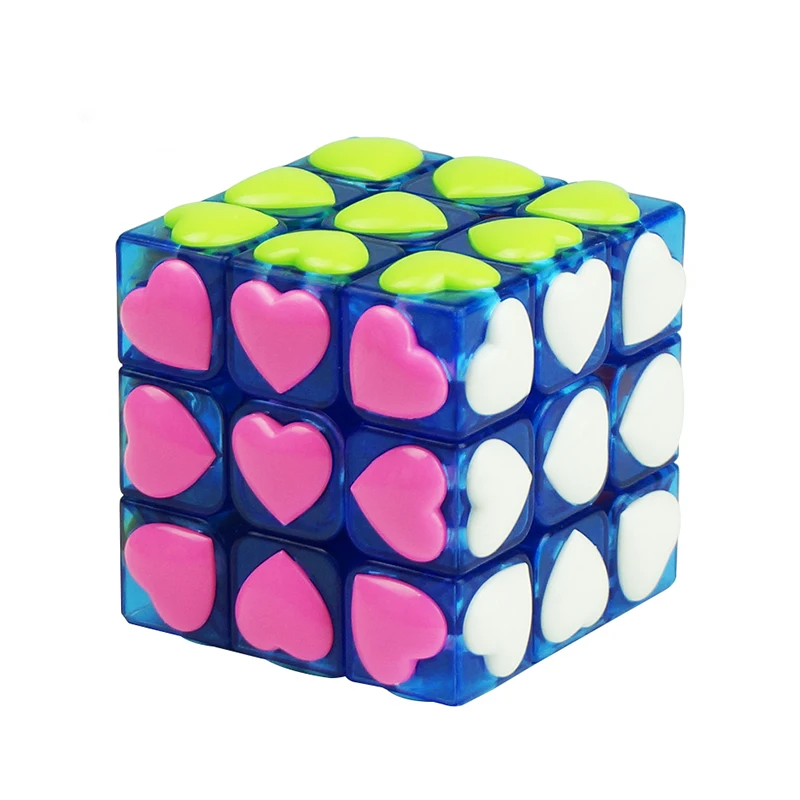 Кубик рубика костюм с сердечками и кубик без наклеек высококачественный волшебный куб Axis Скорость 3x3x3 головоломки часы-кольцо с крышкой игрушки для детей