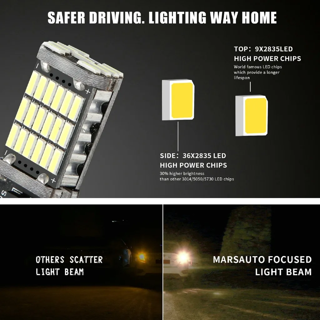 Kongyide автомобильный светильник 2x T15 W16W 45 SMD 4014 без ошибок светодиодный задний светильник для автомобиля 6000K белый светодиодный светильник для автомобиля