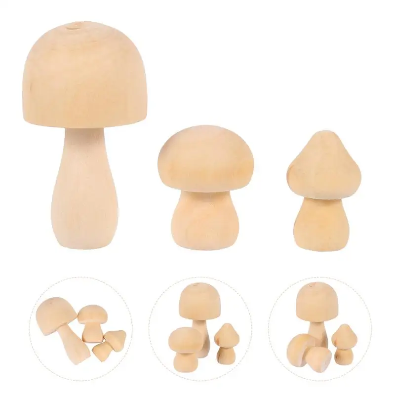 Unfinished Wooden Mushrooms Natural Wood Mushroom Craft Unfinished