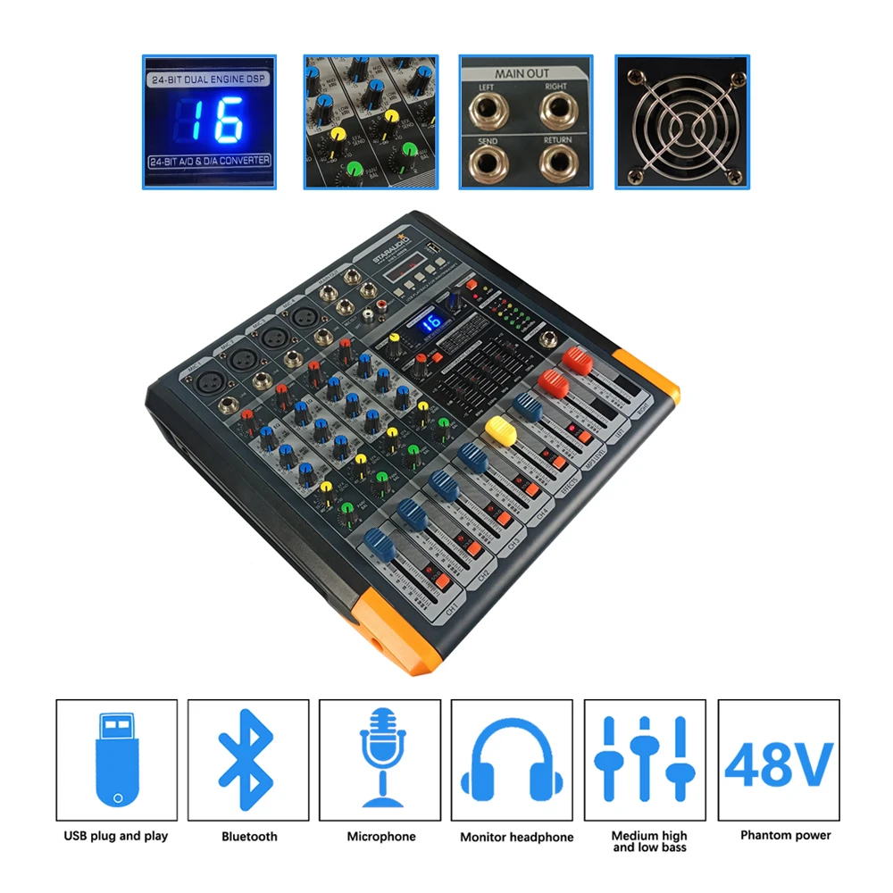 STARAUDIO Профессиональный 4-канальный усилитель мощностью 2000 Вт Миксер с аудио MP3