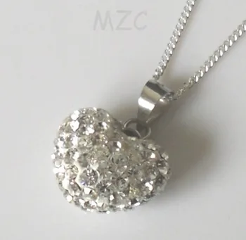 

snake chain +Frehrt5ift Pink 12*14mm 10Pcs/Lot heart Silver Plated FHN crystal Necklace