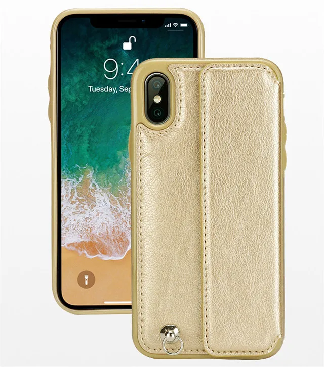 Gold Кожаный чехол-бумажник Tikitaka для iPhone 7 Plus X XS Max 6 6s Plus, блестящий чехол для карт на запястье для iPhone 7, 8, 8 Plus, X, XR, чехол s - Цвет: Gold