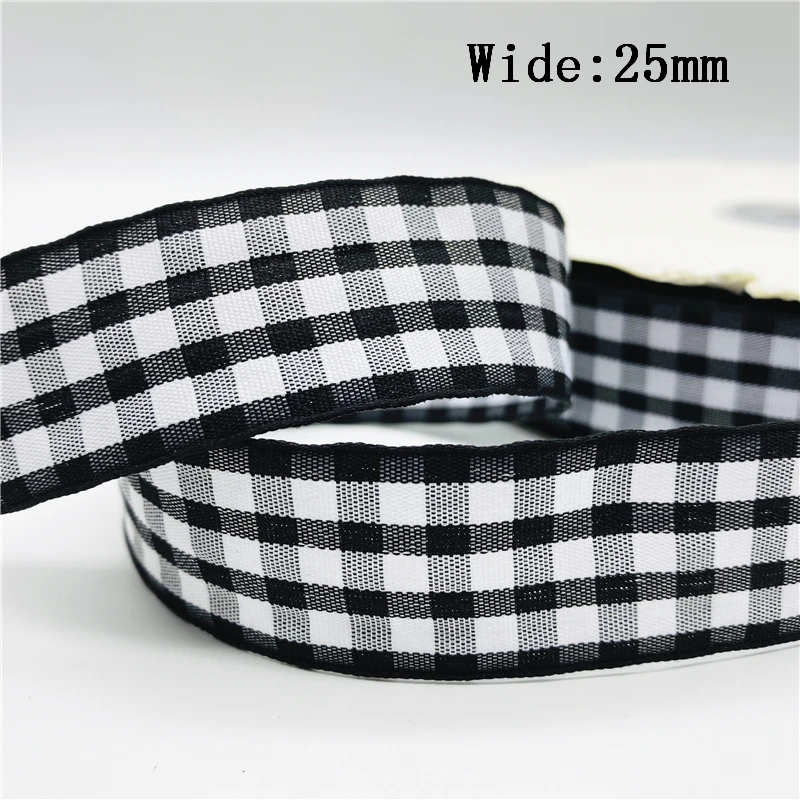 Christmas Ribbon 5yards/Lot 25mm Plaid Ribbon Christmas Decor Ribbon For Handmade Design Christmas Decoration DIY Gift Wrapping ribbon decoration ribbon supplies christmas ribbon wrapping ribbon