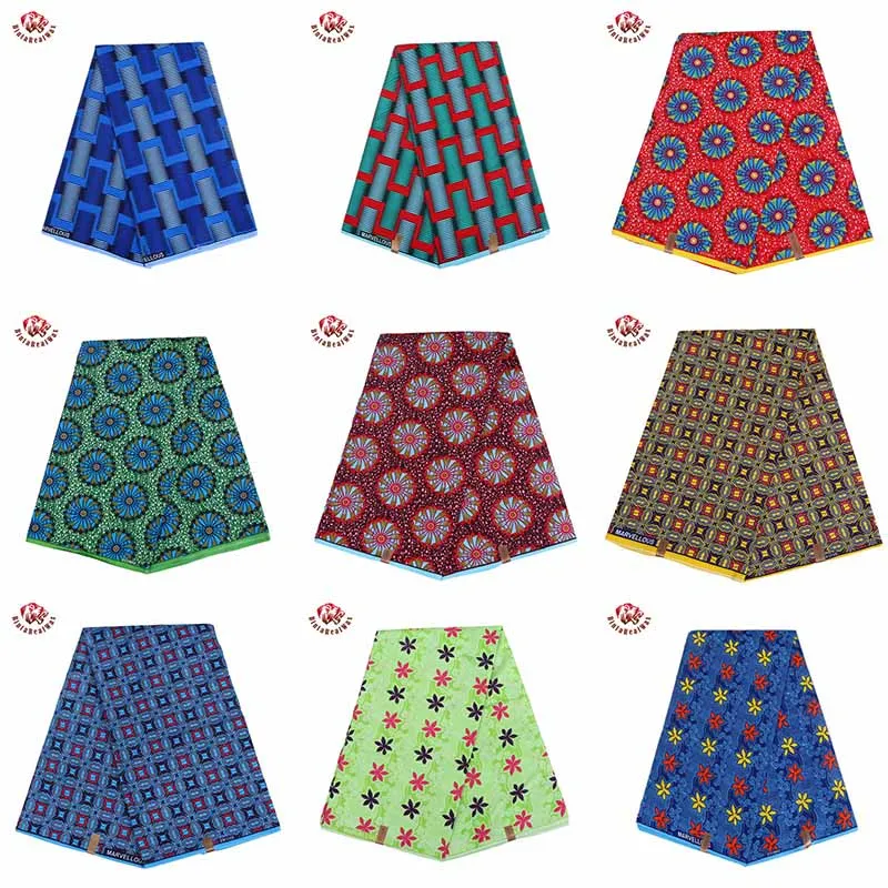 Анкара Африканский воск настоящий голландский воск ткань полиэстер Швейные Платья материал 6 ярдов/одна штука Z003