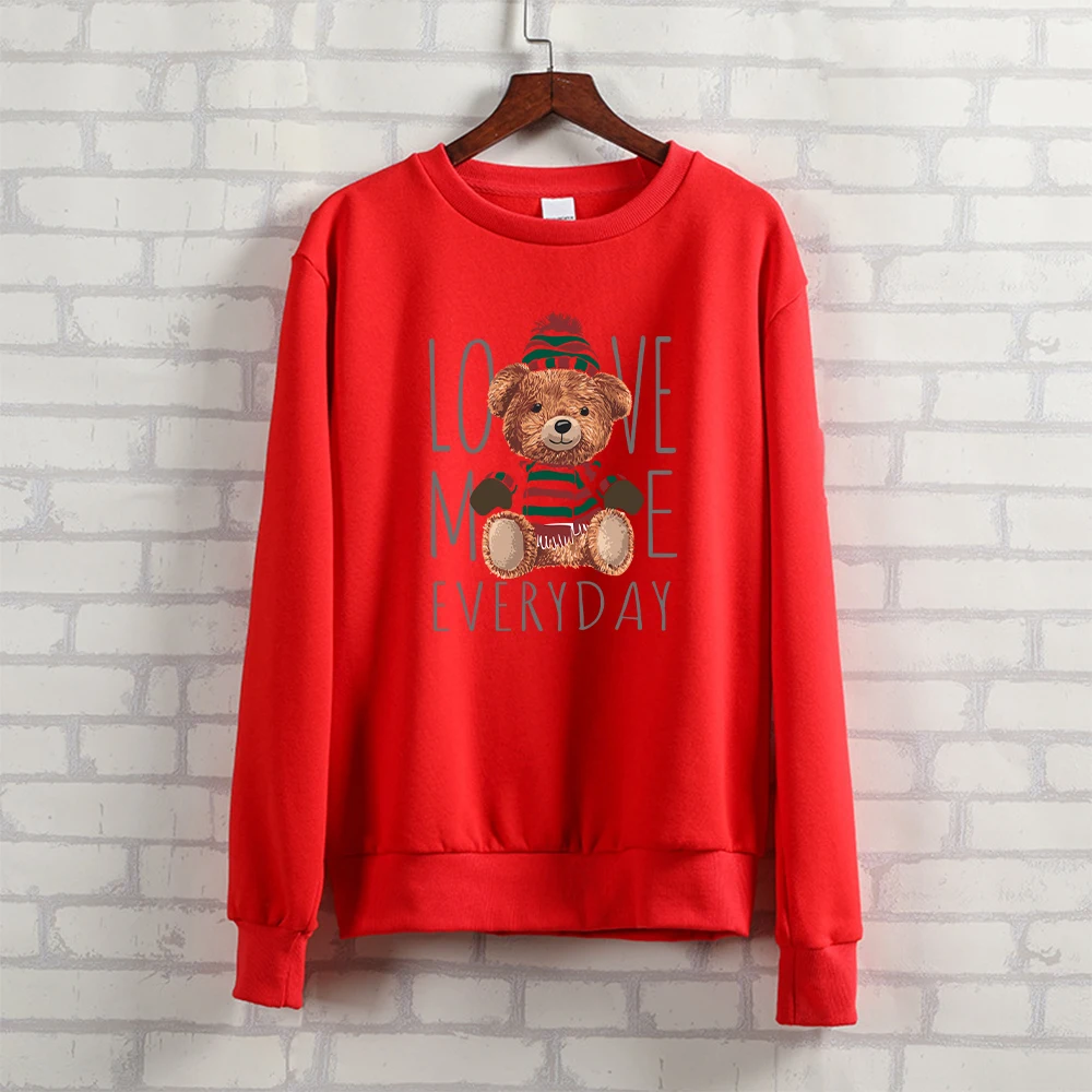 

BLINGPAW Autumn Clothes Festive Teddy Bear Love Me Everyday Letter Printed Unisex Heavy Blend Crewneck Sweatshirt Long Sleeve