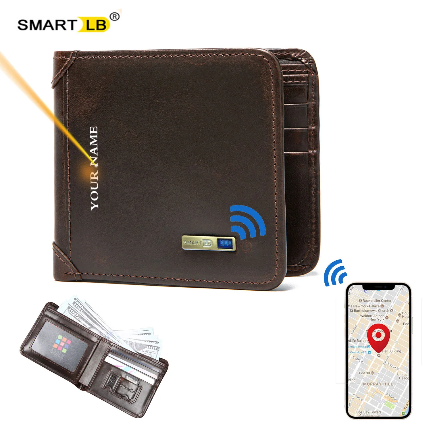 Умный бумажник из натуральной кожи с Bluetooth мужские кошельки тонкий короткий