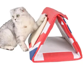 

Pet Home Funny Playing Triangle Tent Sisal Hemp Scratching Board with Hole Cat Kitten Foldable Bed Pet Toys House