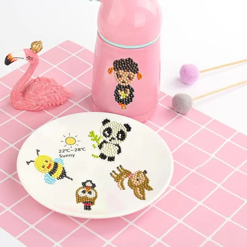 DIY животные Дети круглые бриллиантовые наклейки Полный дрель алмазная живопись наборы