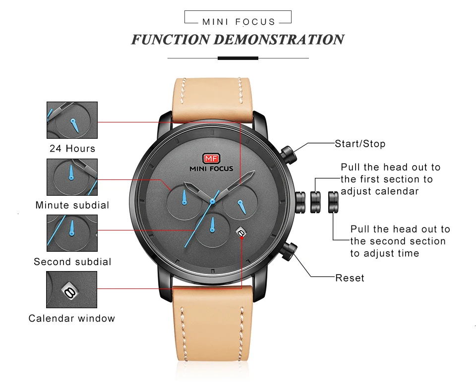 Мини фокус часы мужские s Модные Кварцевые спортивные часы для мужчин многофункциональные тонкие мужские часы кожаные часы мужские наручные часы