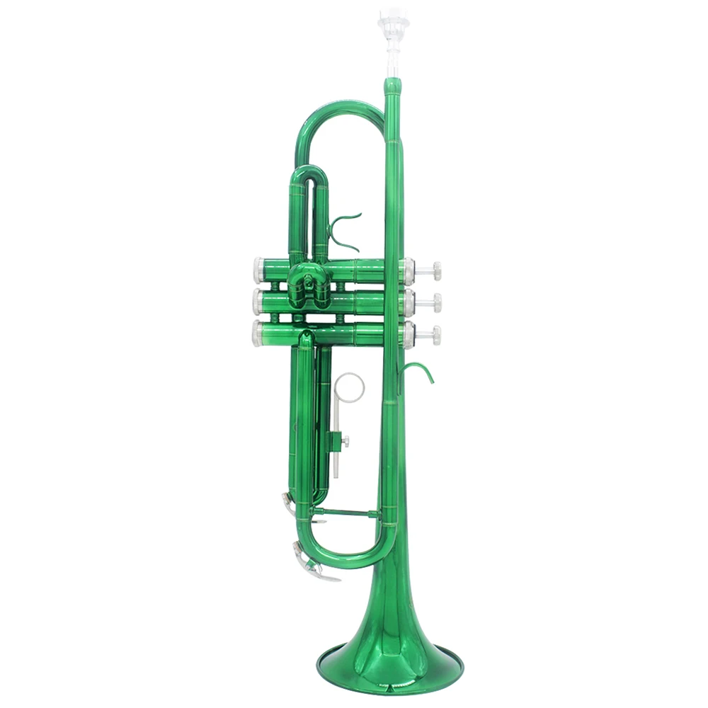 Green Trumpet Bb Flat Professional Brass Musical Instrument Exquisite Durable Trompete Mouthpiece Gloves Strap Case Accessories