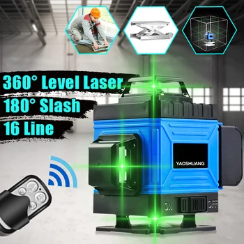 

16 Lines 4D Laser Level Green Light Auto Self Leveling Measure 360 Rotary Lasers Horizontal And Vertical Cross Line Levels