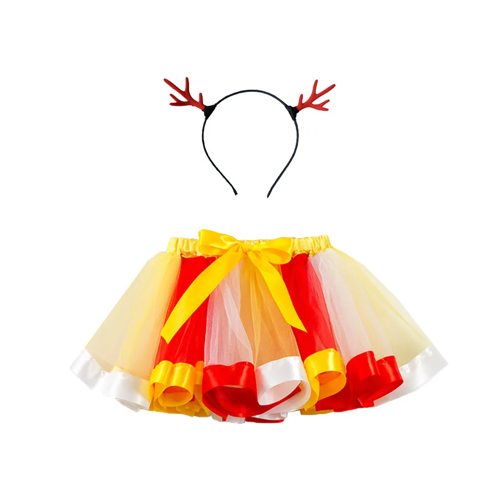 Детские Рождественские юбки-пачки для маленьких девочек; костюм Санта-Клауса для рождественской вечеринки; юбка принцессы+ повязка на голову с милым оленем; одежда