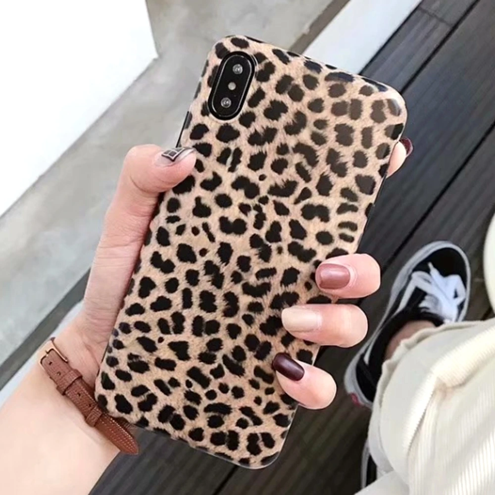 

L-FADNUT Leopard Matte Soft TPU Case For iPhone Xr X Xs Max 7 8 6S 6 Plus Luxury Silicone Gel Shockproof Bumper Cover Coque Capa
