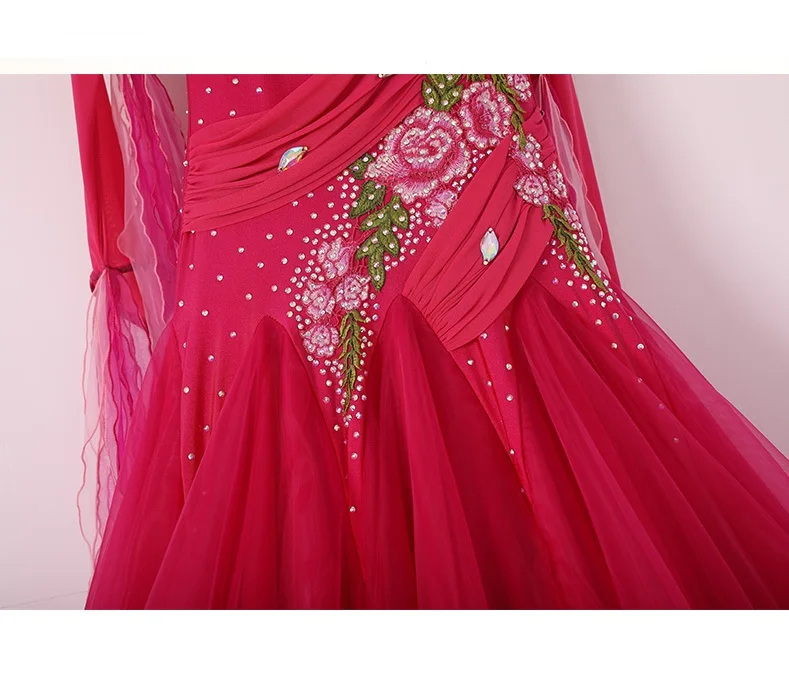 Платья для конкурса бальных танцев для танцев, бальное платье, стандартное платье для вальса, вечернее платье с бахромой, розовая танцевальная одежда