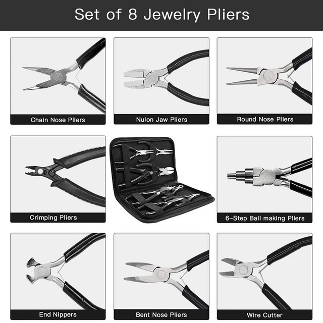 5 Packs Jewelry Pliers Set, Jewelry Making Tools with Needle Nose  Pliers/Round Nose Pliers/Chain Nose Pliers/Bent Nose Pliers/Zipper Pliers,  Jewelry