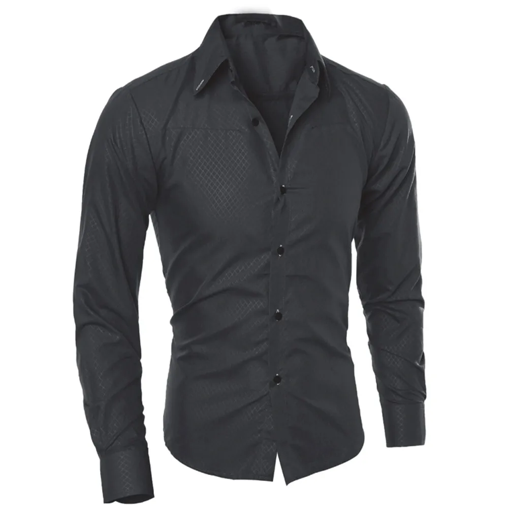 Camisas de negocios de lujo para hombre, Camisa de manga larga de negocios, informal, Formal, ajustada, de manga larga