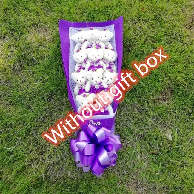 purple no box Модная милая плюшевая игрушка в виде плюшевого медведя из мультфильма, букет цветов, креативные подарки на день Святого Валентина, рождественский подарок - Цвет: purple no box