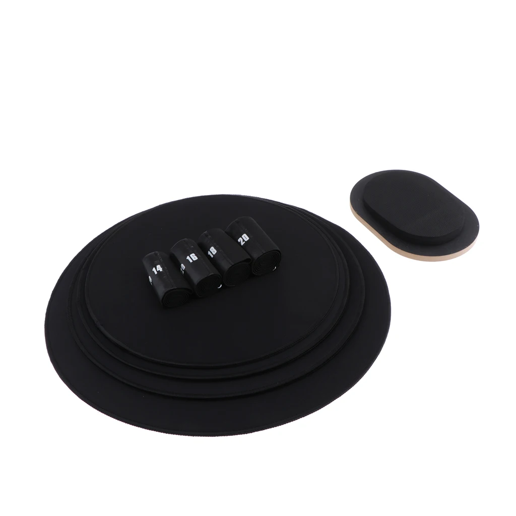 

1 Set Cymbal Practice Mute Pads 14 16 18 20 with Bass Drum Silencer Pad Mat 12 13 14 16