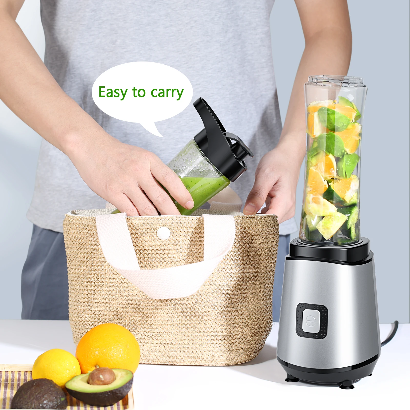 Homgeek Portable Blender for Shakes and Smoothies 400W Juice Maker with 2 Tritan Travel Bottles Portable Mini Blender