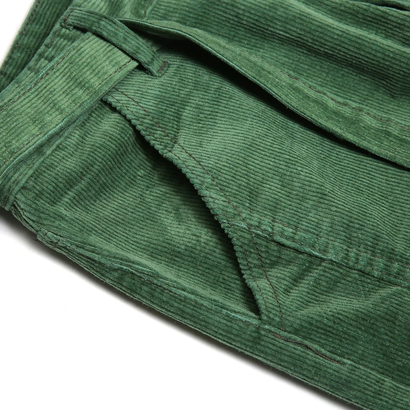 Вельветовые прямые брюки с зеленой и черной лентой, мужские брюки, мужские уличные брюки, повседневные брюки-карго для бега