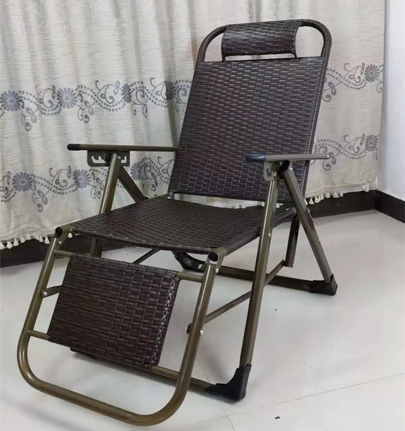 

Summer Wicker Chair Recliner Lazy Office Bed Outdoor Beach Chair Adult Lunch Break Sleeping Cool Chair