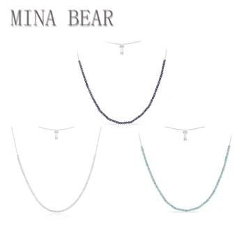 

MINA BEAR Fashion Pendant 1: 1, Silver Lake Blue Haute Couture Adjustable Pendant Necklace, Women's Monaco Jewellery (with Logo)