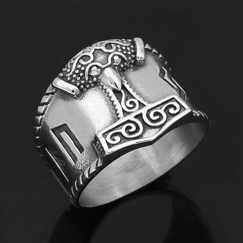 Viking мужской мьельнир Тора молоток Ворон Руна кольцо из нержавеющей стали с Valknut