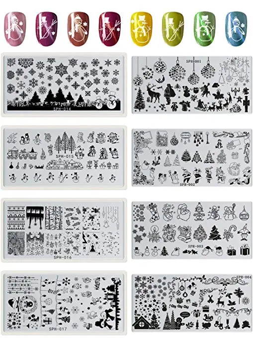 

27type Christmas Nail Art Stamping Template- Christmas Santa Reindeer Snowflake Snowmen Tree Bell Stockings Manicure Print Stamp
