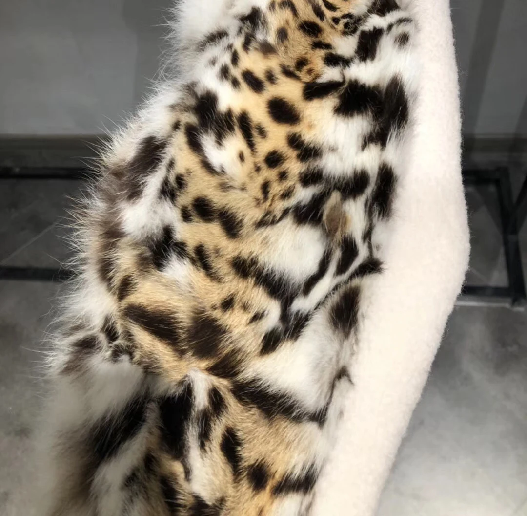 leopard printing real fur coat women coats winter and autumn sheep fur jacket ladies female outwear plush overcoat