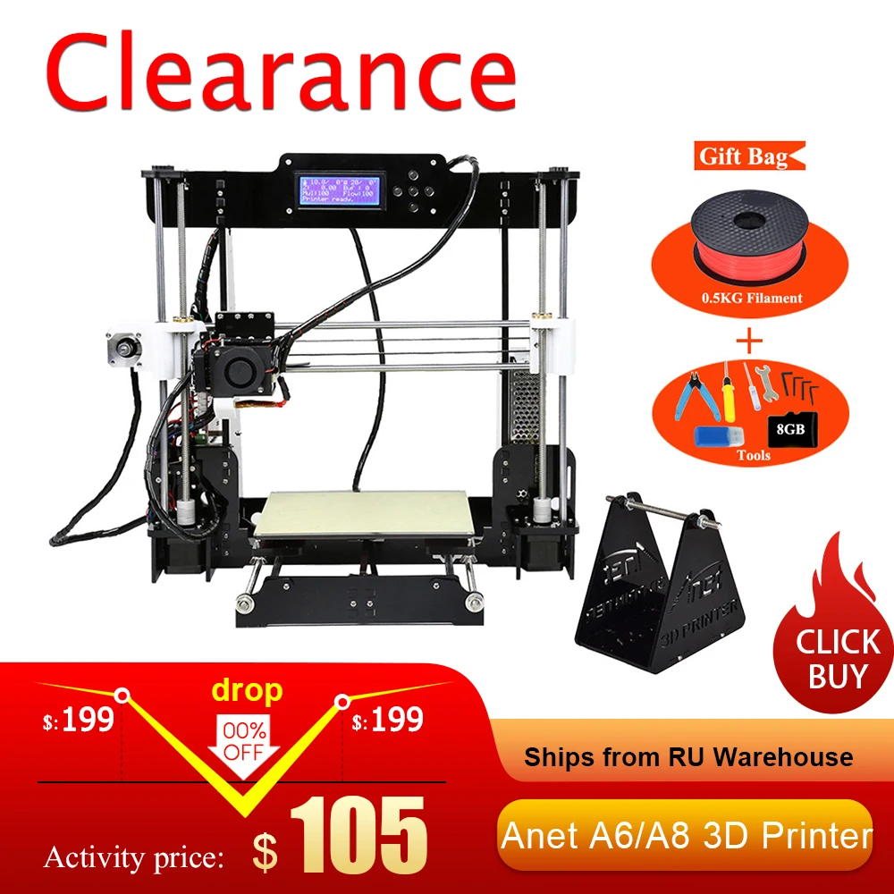 簡単組み立てる Anet A6 Anet A8 3d プリンタキット I3 キット Diy キット 3d 印刷機 Sd カード フィラメント ツール 3d Printing Machine I3 Kit3d Printer Aliexpress