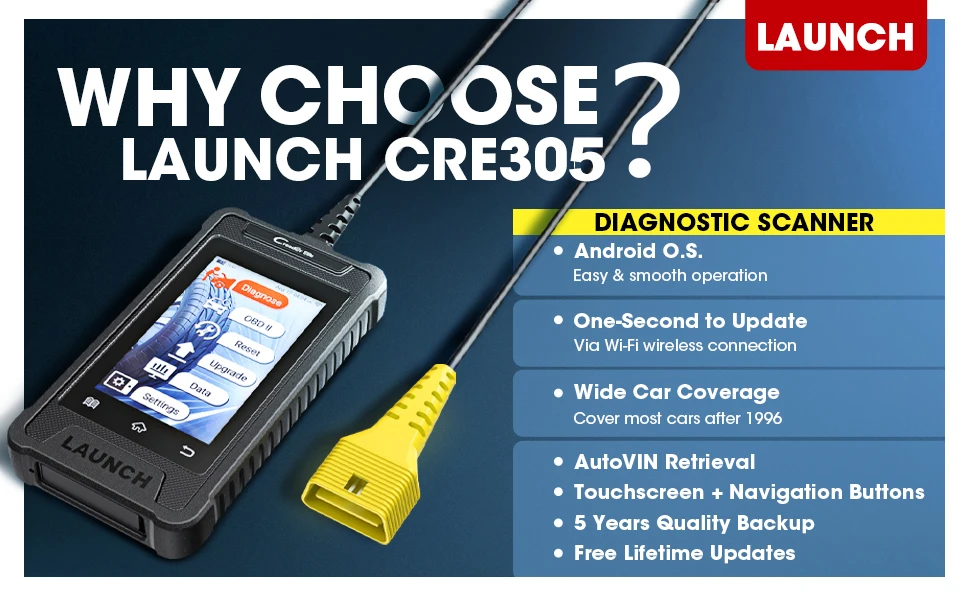 LAUNCH CRE305 Code Reader OBD2 Scanner Diagnostic Auto Mechanical Workshop Tools Engine Diagnostic tools Automotive Tools best car inspection equipment