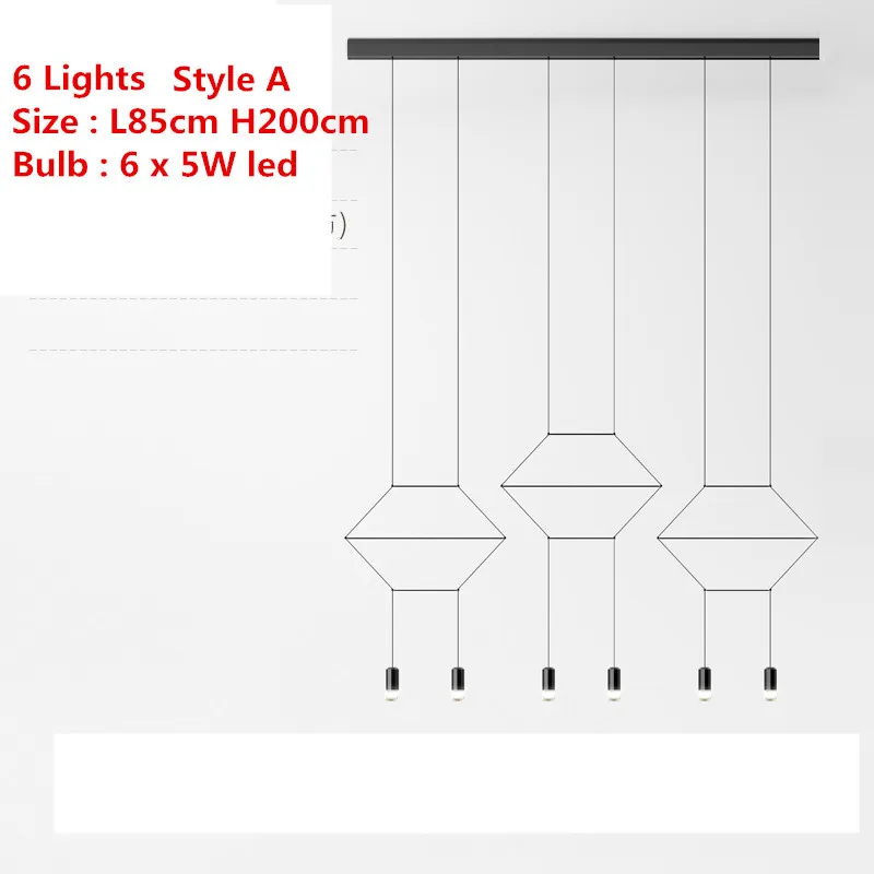 Скандинавский дизайн, светодиодный подвесной светильник, Геометрическая линия, подвесной светильник, сделай сам, светодиодный Подвеска Lustres, лампа для гостиной, магазина, отеля - Цвет корпуса: 6 Lights style A