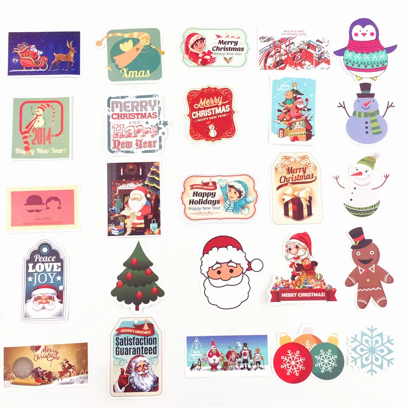 100 шт./компл. Merry Christmas Стикеры Kawaii Санта Клаус снеговика Рождественская елка Тетрадь Водонепроницаемый ПВХ подарок на год Стикеры