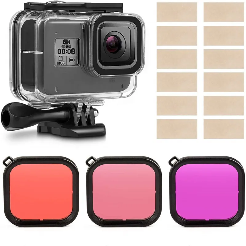 GoPro Hero 8 45 м водонепроницаемый корпус комплект для Gopro Hero 8 черный 7 6 5 Дайвинг защитный чехол 3 Упаковка фильтр Анти-туман Go Pro кронштейн аксессуары - Цвет: GoPro Hero 8