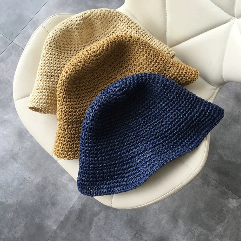 2019 Summer Women's sun hat Bucket cap Breathable straw hat Foldable Dome Elegant Fashion Beach Hat Women Sun Protection Caps