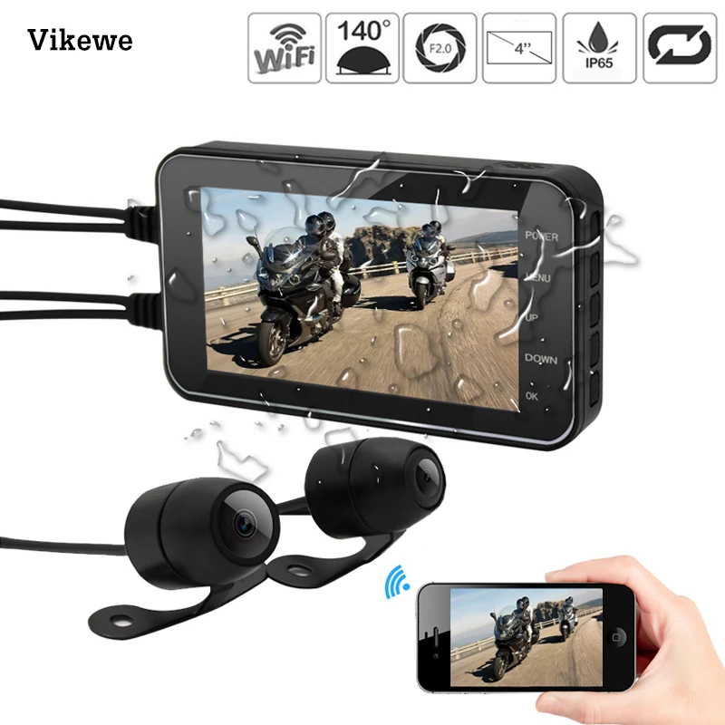 4 дюймовый мотоциклетный видеорегистратор Wifi камера FHD 1080P Moto Водонепроницаемый