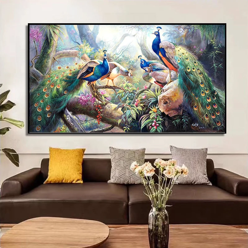 100% ручная роспись Peacocks Высококачественная художественная живопись на холсте