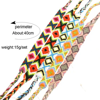 

20pcs/lot Weave Ethnic Style Bracelet Lucky Bohemian Adjustable Bracelets Women Jewelry Gift For Grandma Mom Sister