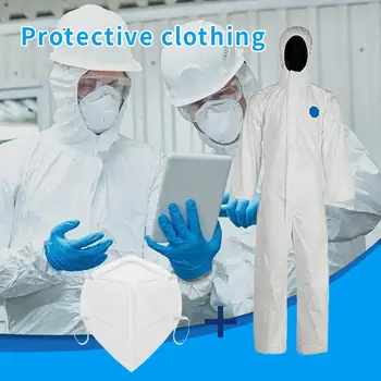 

Non-Disposable Protective Clothing Anti-Dust Isolation Hooded Elastic Zipper Hooedd Isolation Suit Dust-proof Coveralls H3