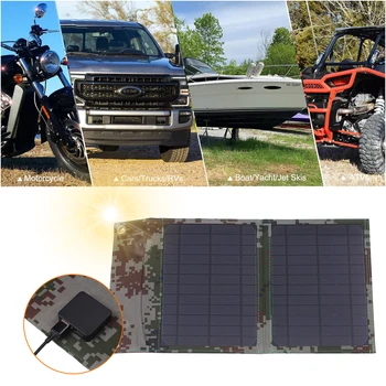 

120W 12V Monocrystalline Foldable Solar Panel with Dual USB Outputs Multi Multi Charger Cable Adapter Type-C/Micro USB Port