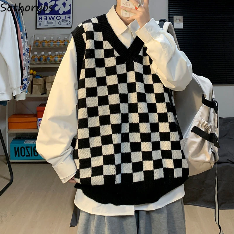 checkered vest sweater