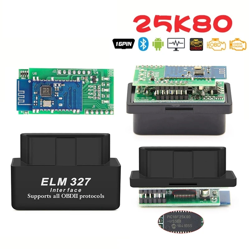 Супер Мини ELM327 Bluetooth ELM 327 PIC18F25K80 V1.5 OBD2 / OBD 2 для Android/Windows автомобильный