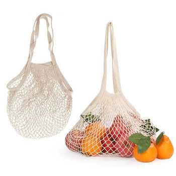 

Foldable Cotton Mesh Shopping Bag Reusable String Fruit Storage Handbag Totes Women Shopping Mesh Net Shop Grocery Tote Bag
