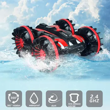 

360 Rotate Remote Control Car RC Stunt Car 2 Sides Waterproof Driving on Water and Land Amphibious Electric Toys for Children