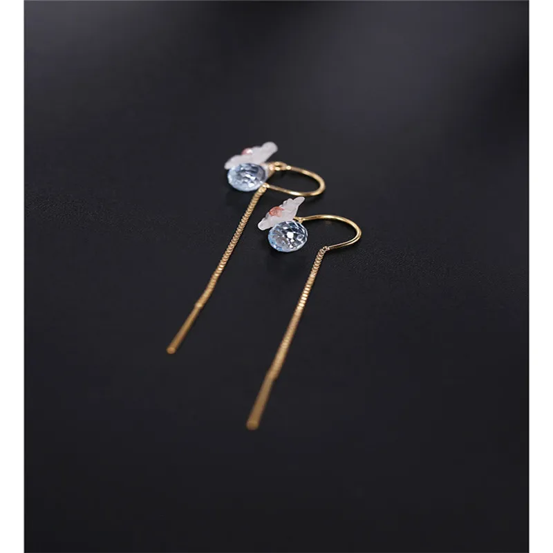 DAIMI Небесно-Голубой топаз Серьги с драгоценными камнями женские из натурального