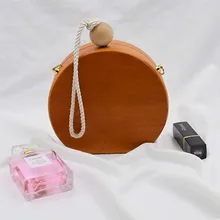 Маленькая круговая сумка в стиле ретро с деревянным зерном, женские сумки, повседневные сумки через плечо с шариками, Дамская многофункциональная сумка-мессенджер с ремешком, клатч