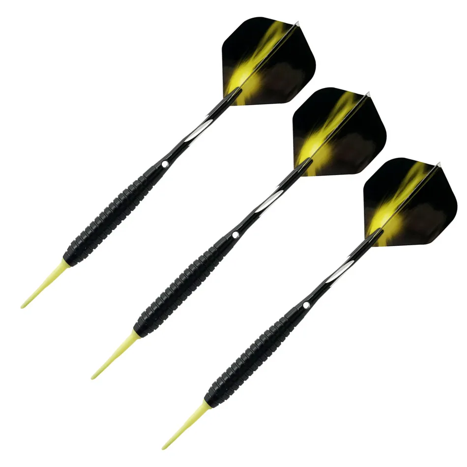 flight Yellow Профессиональные дартс 3 шт./компл. высокого качества мягкий наконечник Дартс 18 г Электронные дротики с 3 дополнительный пластиковый вал/Роскошный чехол для дротиков - Цвет: flight Yellow