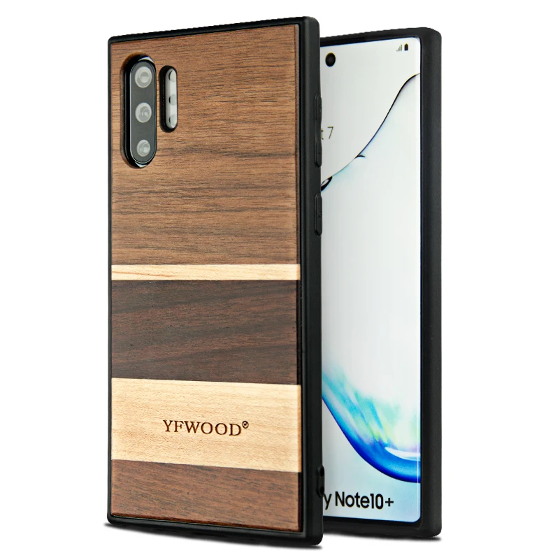 YFWOOD совместимый с samsung Galaxy Note 10 + Plus/5G/Pro Деревянный чехол Натуральный ремешком